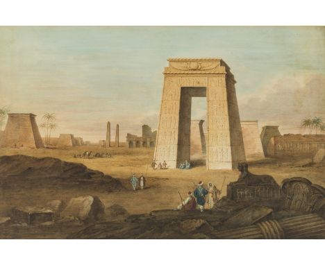 Werner (Carl Friedrich Heinrich, 1808-1894), Follower of. View of the ruins at Thebes, Karnak, watercolour over pencil height