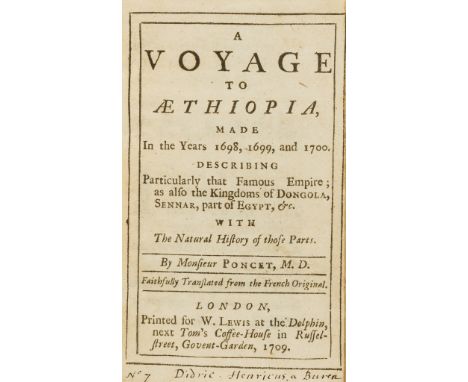 Poncet (Charles Jacques) A Voyage to Æthiopia, made in the Years 1698, 1699 and 1700, first edition in English, woodcut initi