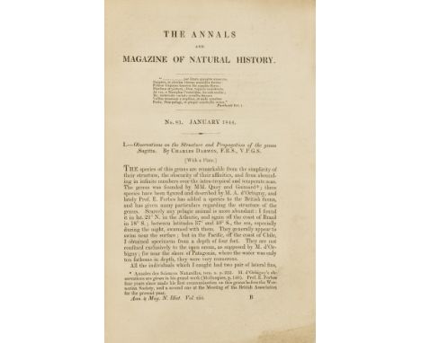 Darwin (Charles) Observations on the Structure and Propagation of the genus Sagitta, first appearance in The Annals and Magaz