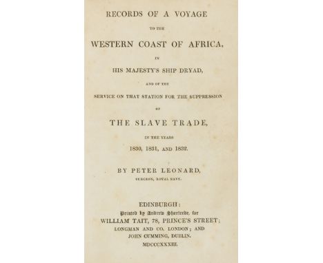 Leonard (Peter) Records of a Voyage to the Western Coast of Africa...for the Suppression of the Slave Trade..., first edition