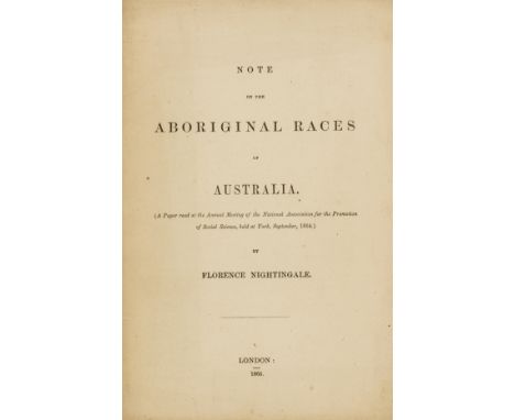 Australia.- Nightingale (Florence) Note on the Aboriginal Races of Australia, 8pp., first separate edition, sewn as issued, l