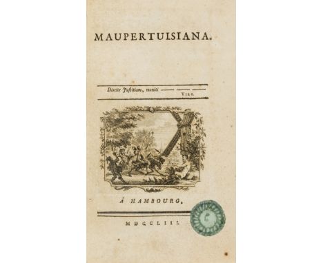 Scientific controversy.- Maupertuis (Pierre Louis Moreau de) Koenig (Samuel) Euler (Leonhard) and F.M.A. de Voltaire. Maupert