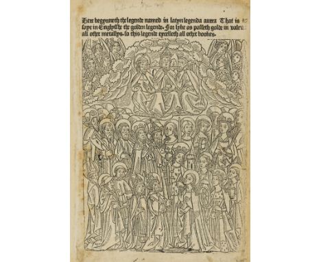 Wynkyn de Worde.- Voragine (Jacobus de) Legenda aurea, [translated by William Caxton], first leaf only with 3-line title in b
