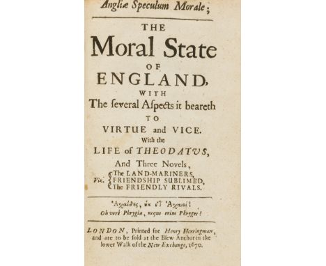 [Preston (Richard Graham, Viscount)] Angliae speculum morale; The Moral State of England..., first edition, with initial blan