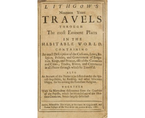 Lithgow (William) Lithgow's Nineteen Years Travels through the most Eminent Places in the Habitable World, woodcut frontispie