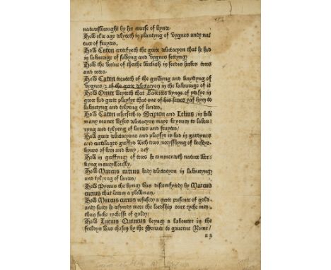 Caxton.- Cicero (Marcus Tullius) [Of Old Age, Of Friendship], single leaf (a3), lettre batarde and gothic type, 29 lines, sev