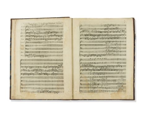 Music.- Handel (George Frederick) Te Deum et Jubilate, for voices and instruments perform'd before the sons of the clergy at 