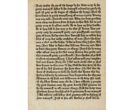 Caxton.- Chaucer (Geoffrey) Canterbury Tales, single leaf from the first edition, 29 lines, lettre batarde, window-mounted, s