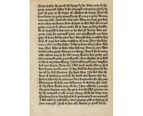 Caxton.- Chaucer (Geoffrey) Canterbury Tales, single leaf from the first edition, 29 lines, lettre batarde, window-mounted, s