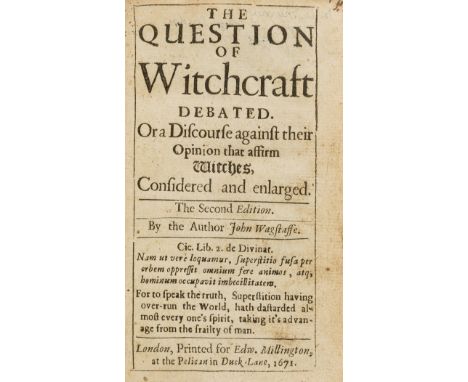 *** Please note the description of this lot has changed ***Witchcraft.- [Wagstaffe (John)] The Question of Witchcraft Debated