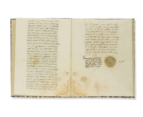 Law of Succession.- [Settlement of Succession], manuscript in Latin, 15pp., signed at end and with the blind-stamp of the not