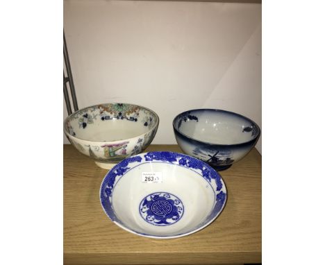 3 VINTAGE OR ANTIQUE SLOP BOWLS INC MAASTRIGHT