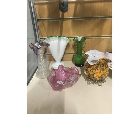 5 ANTIQUE AND VINTAGE  GLASS ITEMS