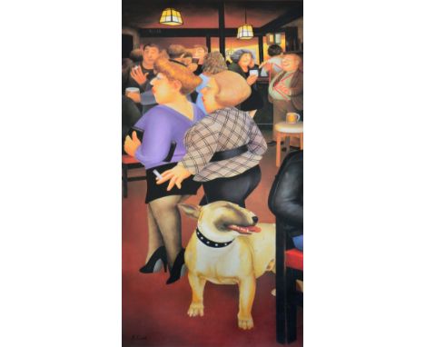 Beryl Cook (1926-2008) A dog in the Dolphin, signed in pencil and blindstamped, published by Alexander Gallery publications, 