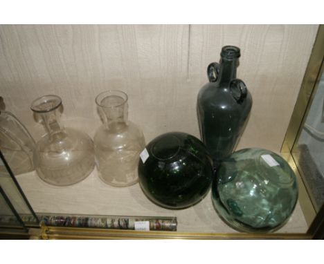 Collection of glass  to include an Art Deco silver mounted small decanter, various wine glasses and other pieces