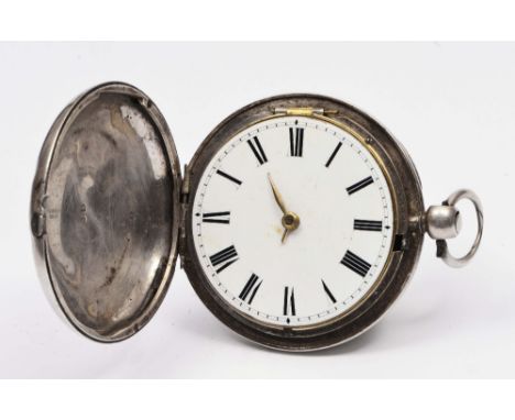 Silver cased pocket watch with plain case and enamel dial by Barrauds of Cornhill, movement no 2086