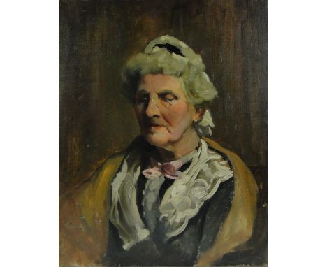 Harry John Pearson,
oil on canvas, portrait of a woman, unsigned, 20" x 16", unframed.