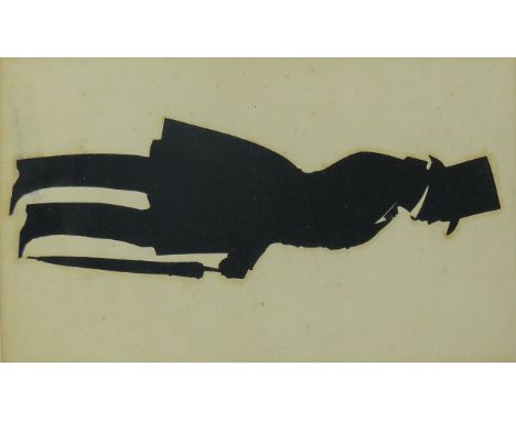 A 19th century painted silhouette, full length portrait of the seventh Duke of St. Albans, unsigned, 9.5" x 5.5", framed.