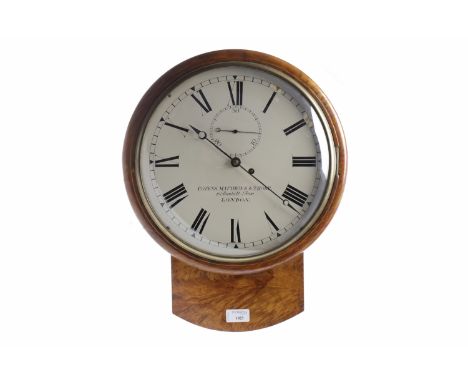 19TH CENTURY AND LATER DROP DIAL WALL CLOCKthe 12" circular white enamel dial with Roman numerals and subsidiary seconds dial