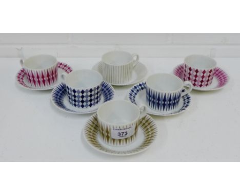 Six Arabia porcelain coffee cups and saucers, (12) 