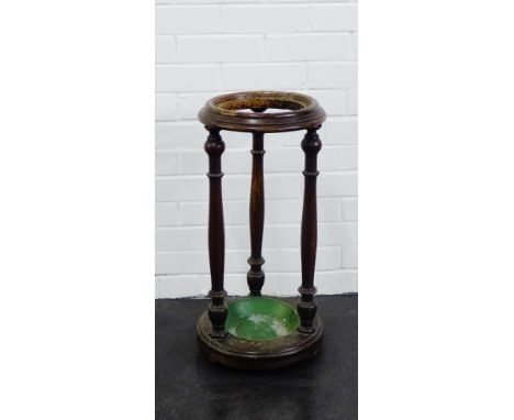 A circular oak stick stand, complete with drip tray, 64cm 