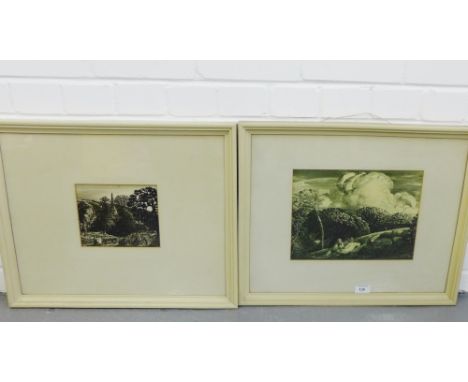 After Samuel Palmer Pair of framed prints to include 'A Church amount Trees' and 'The Bright Cloud', (2) 