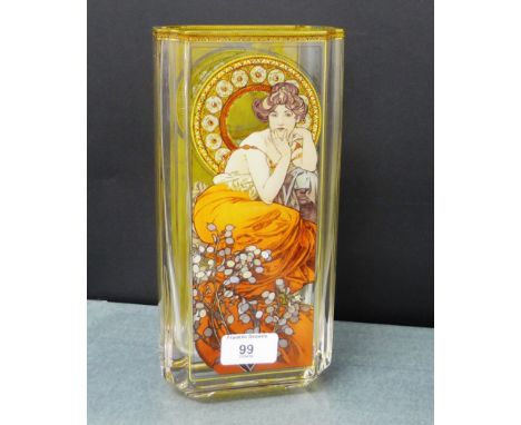 A Goebel Alphonse Mucha patterned glass vase, 25cm high