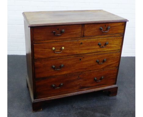 A 19th century mahogany chest, the rectangular top with moulded edge above two short drawers and three long, on bracket feet,