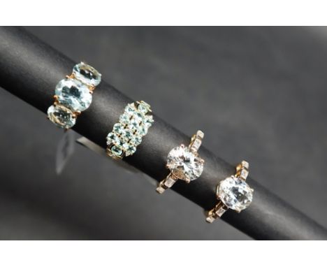 Gemporia - A 9ct gold aquamarine and white zircon ring, set with 3.08ct aquamarine, to a 9ct gold setting and shank, size N t