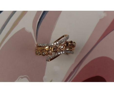 Gemporia - A 9ct gold Tomas Rae diamond ring, set with round cut diamonds totalling 1/2ct, to a 9ct gold setting and shank, s