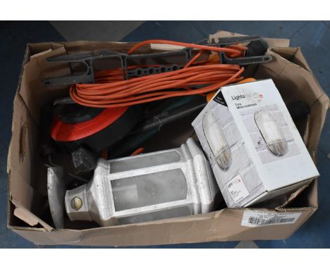 A Collection of Various Garden Tools, Exterior Lights Etc 