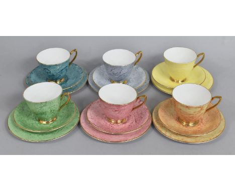 A Royal Albert Gossamer Harlequin Tea Set to comprise Six Cups, Six Saucers and Six Side Plates 