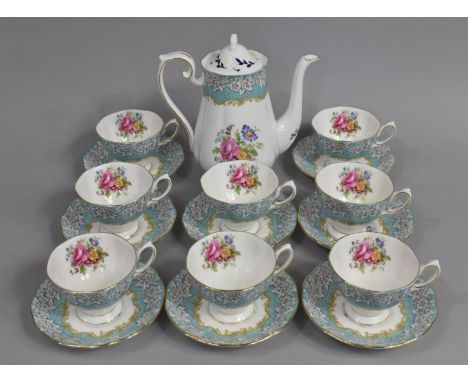 A Royal Albert Enchantment Tea Set to comprise Eight Cups, Eight Saucers and a Teapot (Unrelated Lid) Seconds 