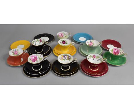 A Collection of Aynsley Harlequin Teawares to comprise Nine Cups, Twelve Saucers and Eight Side Plate 