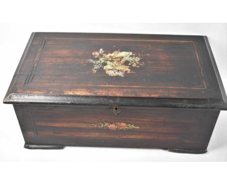 A Late 19th Century Continental Music Box in Need of Restoration, Several Teeth Missing and Broken to Comb, Handle Distorted 