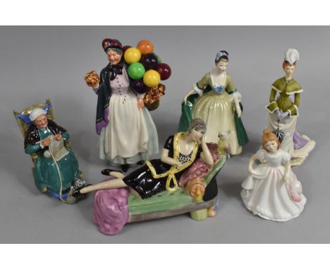 A Collection of Various Figural Ornaments to comprise Biddy Penny Farthing, (AF) Royal Doulton Twilight, Elegance, Royal Worc