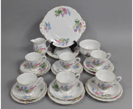 A Royal Standard Country Lane Pattern Tea Set to comprise Six Cups, Saucers, Side Plates, Two Small Plates, Cake Plate, Milk 