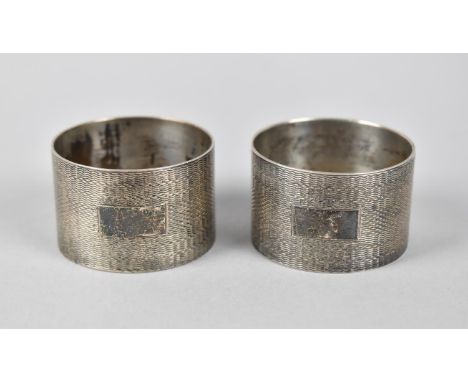 A Pair of 925 Sterling Silver Napkin Rings with Engine Turned Design 