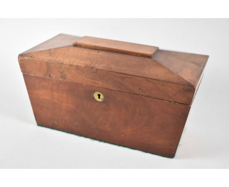 A 19th Century Mahogany Sarcophagus Shaped Tea Caddy, 26cms Wide 