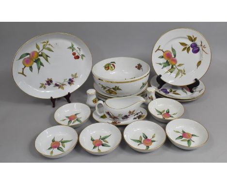 A Collection of Royal Worcester Evesham  Dinnerwares to comprise Platter, Large Bowl, Six Small Bowls, Six Large Plates, Crue