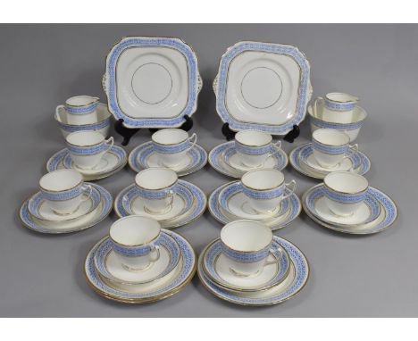 A Gladstone China Blue Trim Tea Set to comprise Ten Cups, Eleven Saucers, Side Plates, Two Cake Plates, Two Slop Bowls and Tw