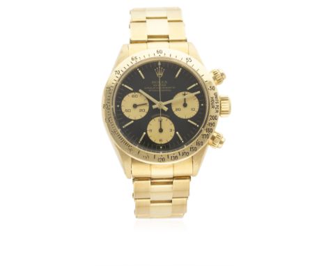 A FINE &amp; RARE GENTLEMAN'S 18K SOLID GOLD ROLEX OYSTER DAYTONA COSMOGRAPH&nbsp;BRACELET WATCH CIRCA 1979, REF. 6265 / 6263