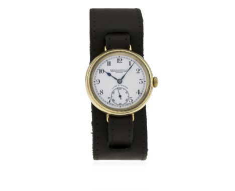 A RARE GENTLEMAN'S 9CT SOLID GOLD ZENITH BIRCH &amp; GAYDON LAND &amp; WATER "OFFICERS" WRIST WATCH CIRCA 1920s
D: White enam