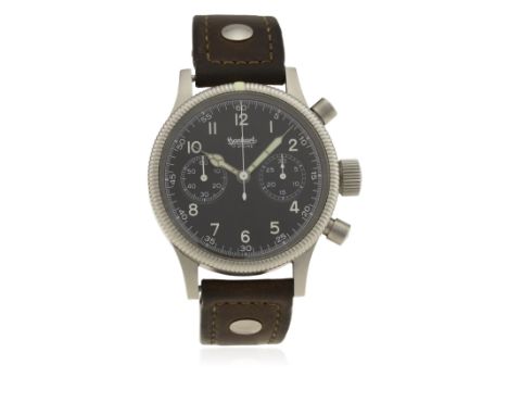 A GENTLEMAN'S STAINLESS STEEL HANHART FLIEGERCHRONOGRAPH 1939 PILOT'S CHRONOGRAPH WRIST WATCH CIRCA 2006, LIMITED EDITION TO 