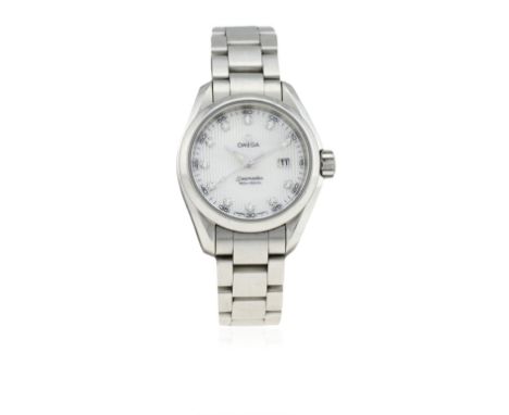 A&nbsp;LADIES STAINLESS STEEL OMEGA SEAMASTER AQUA TERRA BRACELET WATCH CIRCA 2010
D: Mother of pearl dial with diamond set h