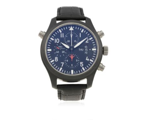 A GENTLEMAN'S CERAMIC &amp; TITANIUM IWC TOP GUN&nbsp;BIG PILOT SPLIT SECONDS CHRONOGRAPH WRIST WATCH CIRCA 2010, REF.&nbsp;3