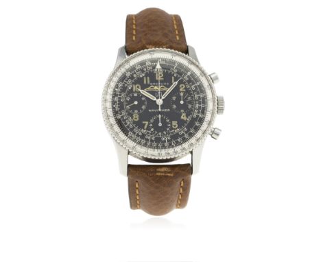 A RARE GENTLEMAN'S STAINLESS STEEL BREITLING AOPA NAVITIMER WRIST WATCH CIRCA 1960s, REF. 806 RETAILED BY UTI, WITH "BEADED" 