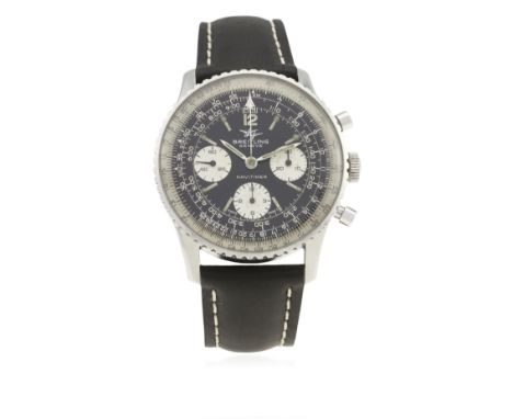 A GENTLEMAN'S STAINLESS STEEL BREITLING NAVITIMER WRIST WATCH CIRCA 1960s, REF. 806 WITH ORIGINAL BOOKLET
D: Black dial with 