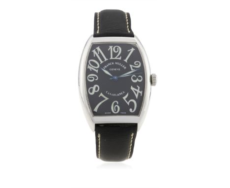 A GENTLEMAN'S STAINLESS STEEL FRANCK MULLER CASABLANCA WRIST WATCH CIRCA 2007, REF. 6850
D: Black dial with large luminous Ar