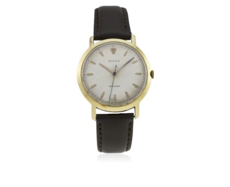 A RARE GENTLEMAN'S LARGE SIZE 18K SOLID GOLD ROLEX PRECISION WRIST WATCH CIRCA 1950s, REF. 510&nbsp;
D: Silver "honeycomb" di